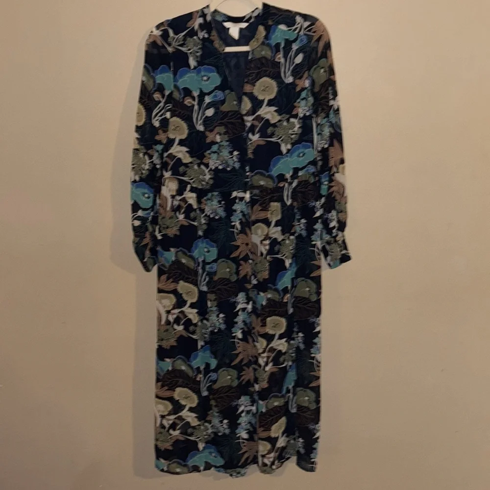 H&M Conscious Floral Full Length Maxi Boho Tropical Dress Size 4 - Picture 3 of 13